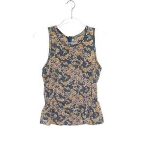 Chloe K Top Womens Small Floral Blue-Gray/Yellow/White‎ Sleeveless Elastic Waist